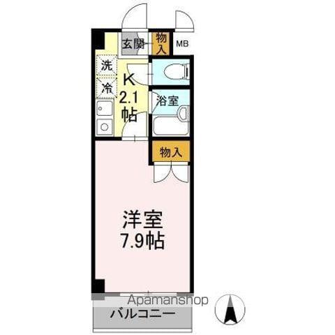 ヴァンテアン清水(1K/2階)の間取り写真