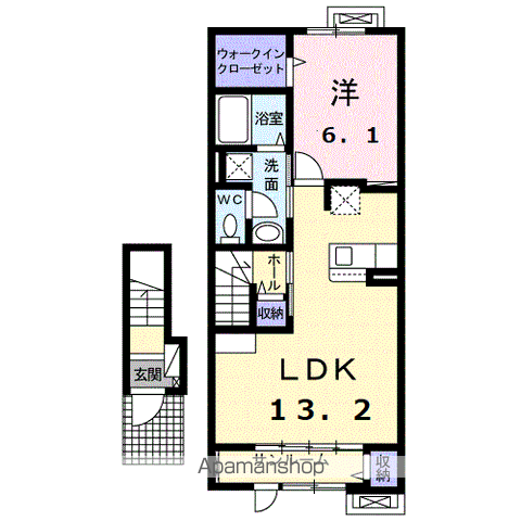 リヴァージュ K(1LDK/2階)の間取り写真