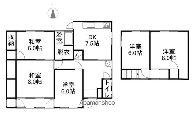 福塩線 道上駅 徒歩9分 2階建 築55年(5DK)の間取り写真