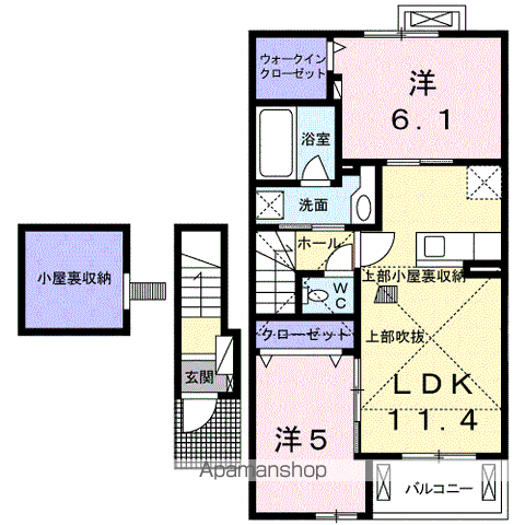 プルメリアⅡ(2LDK/2階)の間取り写真