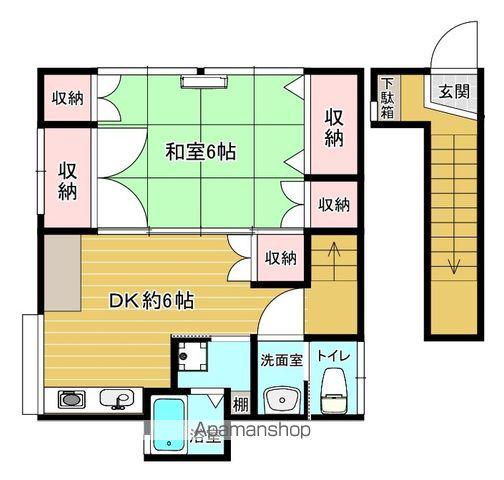 仙石線 蛇田駅 徒歩2分 2階建 築17年(1DK)の間取り写真