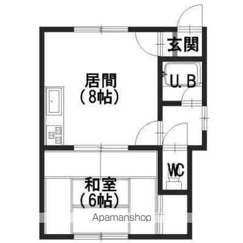 アークヒルズ大繩(1DK/2階)の間取り写真