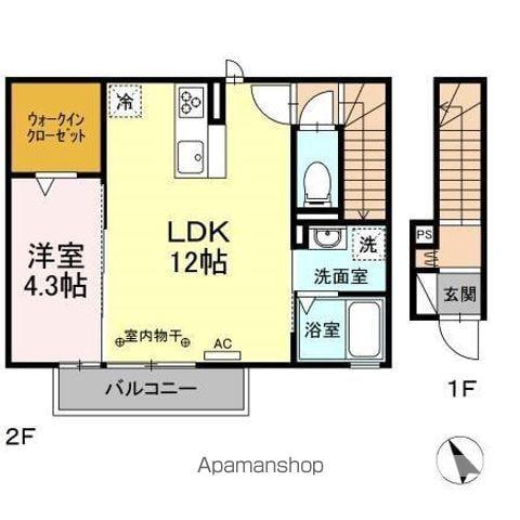 D-ROOM金華山(1LDK/2階)の間取り写真