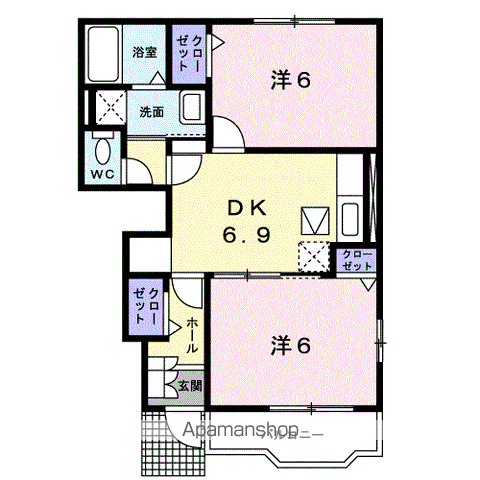 アマービリス(2DK/1階)の間取り写真