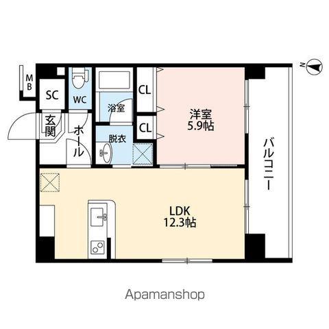 VICTORY1(1LDK/6階)の間取り写真