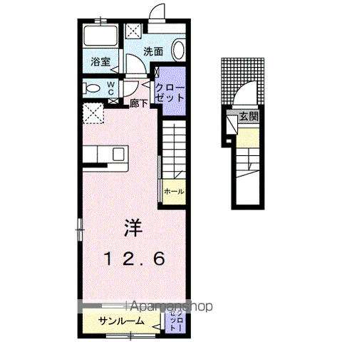 スカイレジデンス(ワンルーム/2階)の間取り写真