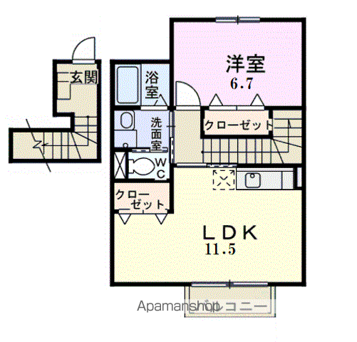 ベンヴェヌートⅠ(1LDK/2階)の間取り写真