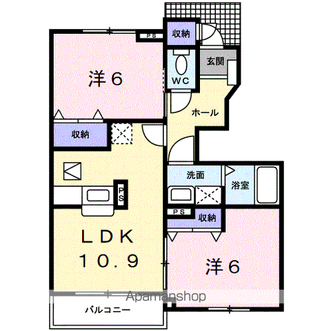 ヴェネット小松原Ⅴ(2LDK/1階)の間取り写真