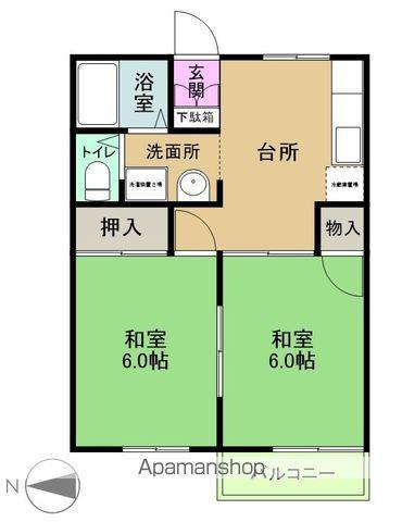 朝日台コーポラス(2DK/1階)の間取り写真
