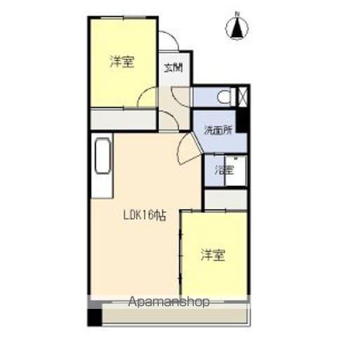 宮地興産ビル(2LDK/4階)の間取り写真