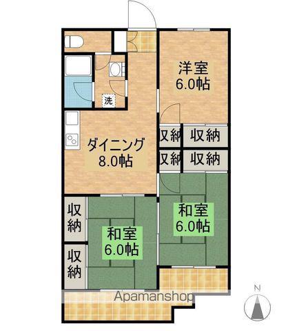 小山ハイツⅠ(3DK/4階)の間取り写真