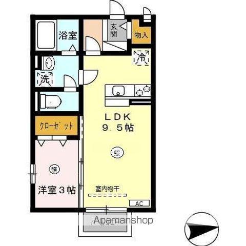 メゾンレーヴみのりB(1LDK/2階)の間取り写真
