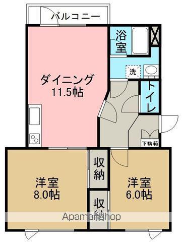 スカイラークハイツD(2DK/1階)の間取り写真