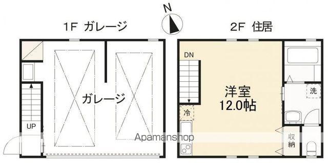 アルカディアガレージ元山A・B(ワンルーム/2階)の間取り写真