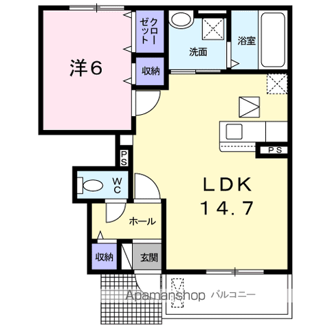 ベル・フェリシア(1LDK/1階)の間取り写真