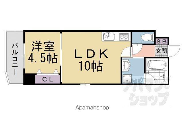 グラシアス城南宮(1LDK/4階)の間取り写真