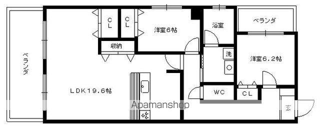 サンクチュアリ小幡(2LDK/6階)の間取り写真