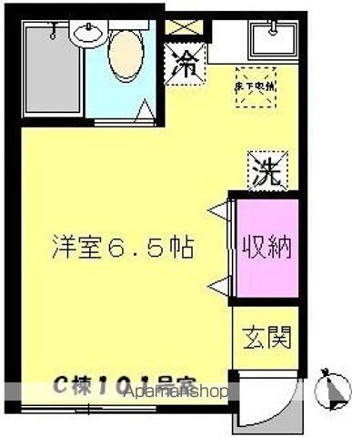 ジュネス香和C棟(ワンルーム/1階)の間取り写真