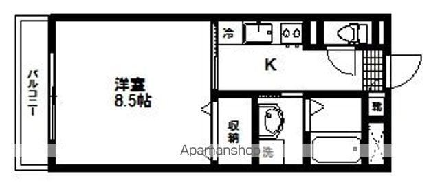 シャローム(1K/3階)の間取り写真