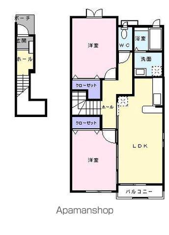 メロディハウス メゾフォルテ(2LDK/2階)の間取り写真