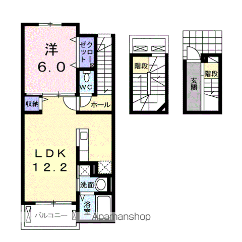 ファミーユ A(1LDK/3階)の間取り写真