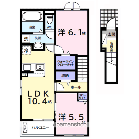 今津朝山アパートⅡ(2LDK/2階)の間取り写真