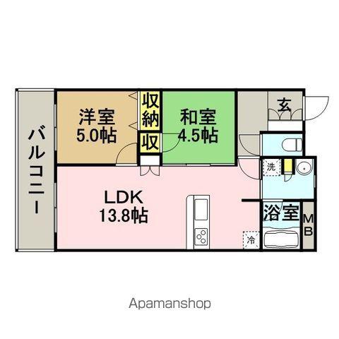 アメックス博多ワンオーツープレミアム(2LDK/4階)の間取り写真