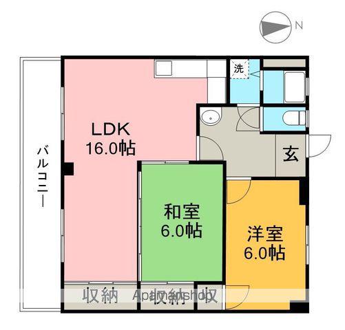 ハイツ南国(2LDK/2階)の間取り写真
