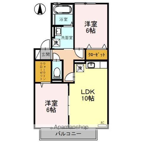 リビングタウン渕B(2LDK/2階)の間取り写真