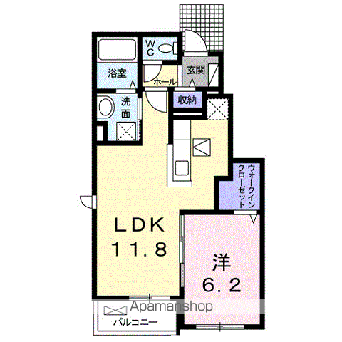 シンセリティ エムⅡ B(1LDK/1階)の間取り写真