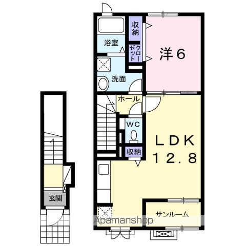 ジュネス(1LDK/2階)の間取り写真