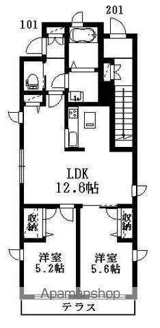 LAURIER イースト(2LDK/1階)の間取り写真