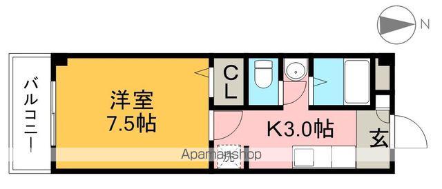 ノワール大原(1K/3階)の間取り写真