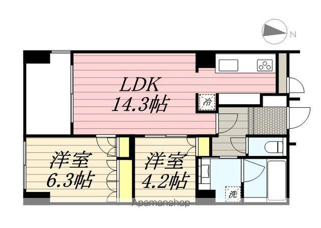 アートフォルム元城(2LDK/6階)の間取り写真