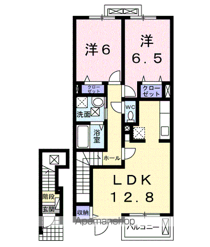 ソレイユ(2LDK/2階)の間取り写真