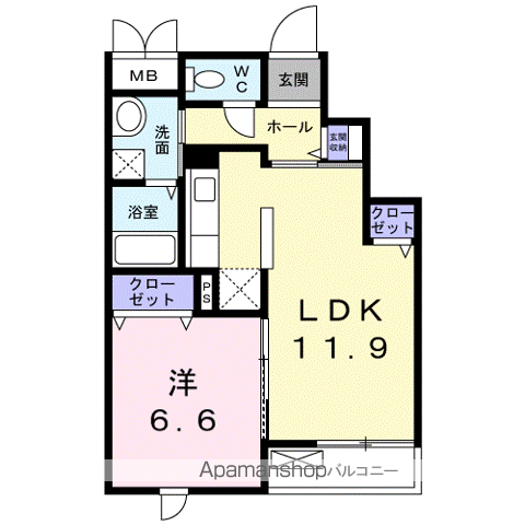 シーダーエース(1LDK/3階)の間取り写真
