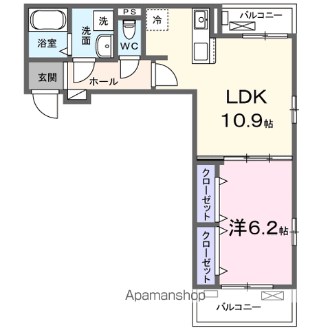 プリムローズ野村(1LDK/2階)の間取り写真