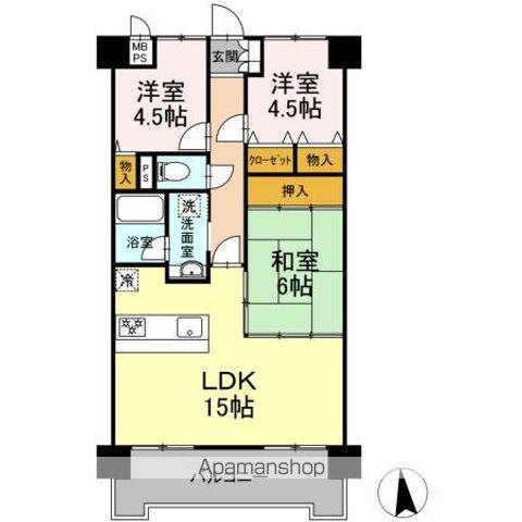 リバーサイド鈴木(3LDK/6階)の間取り写真