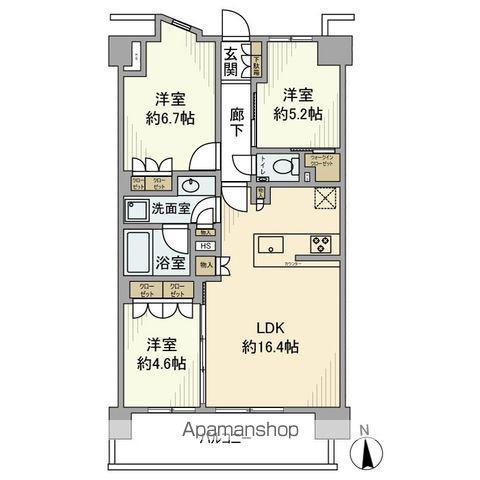 ヒルサイドフォレスト横浜戸塚・フォレスト棟(3LDK/8階)の間取り写真