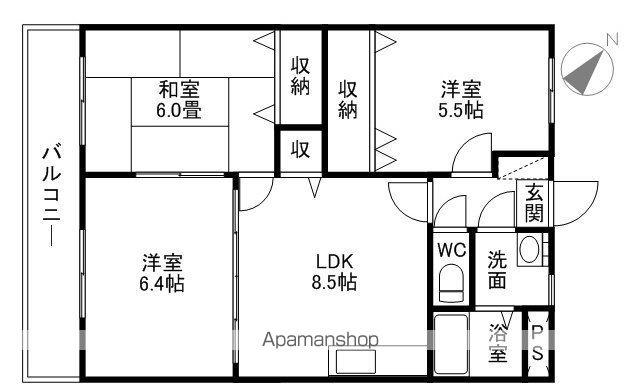 マイルドスメルハイツ(2LDK/1階)の間取り写真