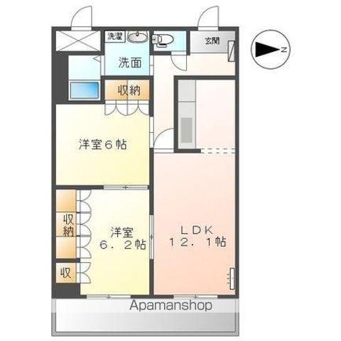 グレイスヴィラA棟(2LDK/3階)の間取り写真