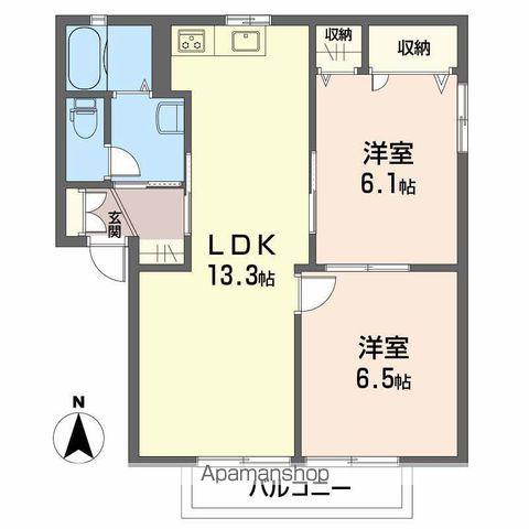 ディアス芳居 A棟(2LDK/2階)の間取り写真