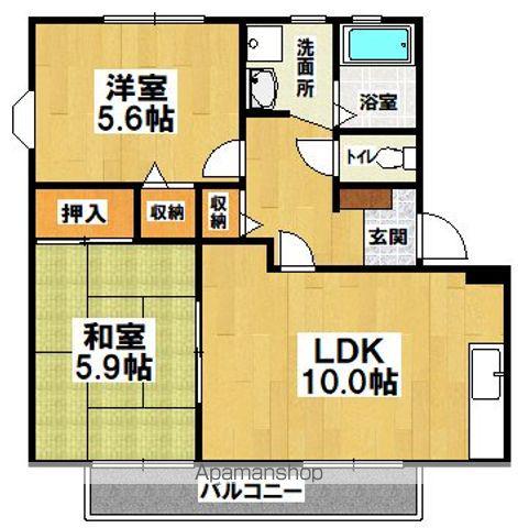 ブラウンヒルズ東山(2LDK/2階)の間取り写真