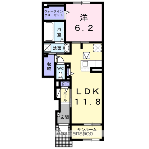 メゾンブリーゼⅠ(1LDK/1階)の間取り写真
