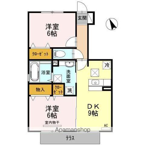 D-ROOM松江東(2DK/1階)の間取り写真