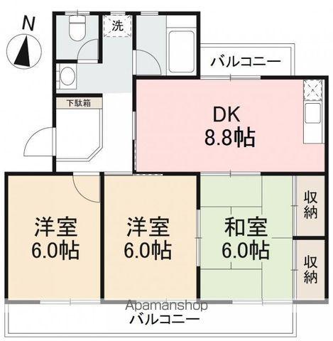 伏石第2ハイツ(3DK/3階)の間取り写真