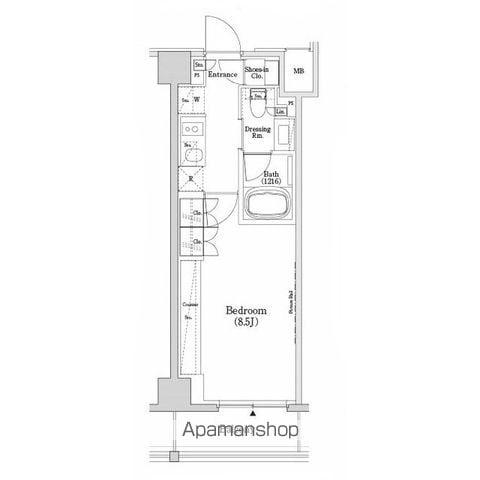 ザ・パークハビオSOHO市谷左内町(1K/4階)の間取り写真