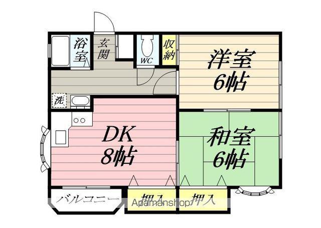 ストンフィールド鵠沼(2DK/2階)の間取り写真