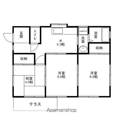 常磐線 友部駅 徒歩30分 1階建 築24年(3K)の間取り写真