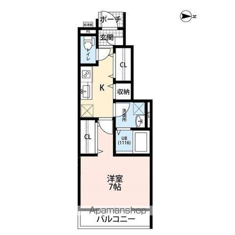 サンフェリーチェ 福大前(1K/1階)の間取り写真